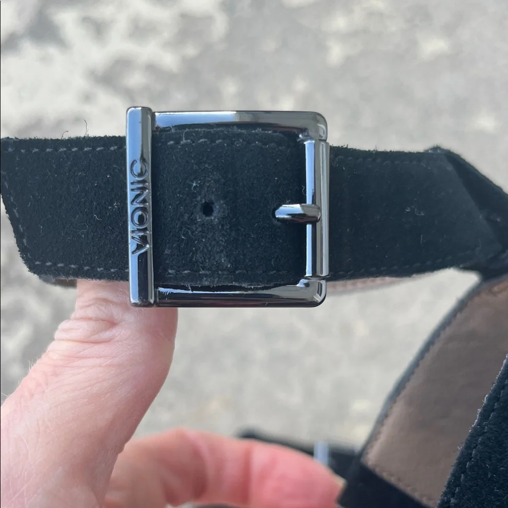 Vionic Black Suede Block Heel Sandals - Picture 4 of 16